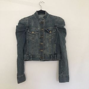 Blanco Fitted Denim Jean Jacket Distressed